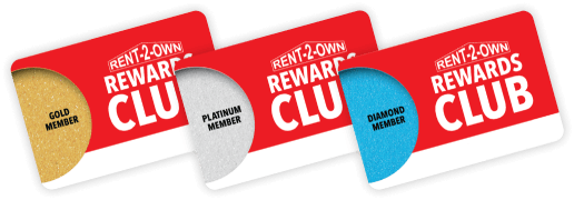 Rent-2-Own Rewards Club Gold, Platinum and Diamond member cards